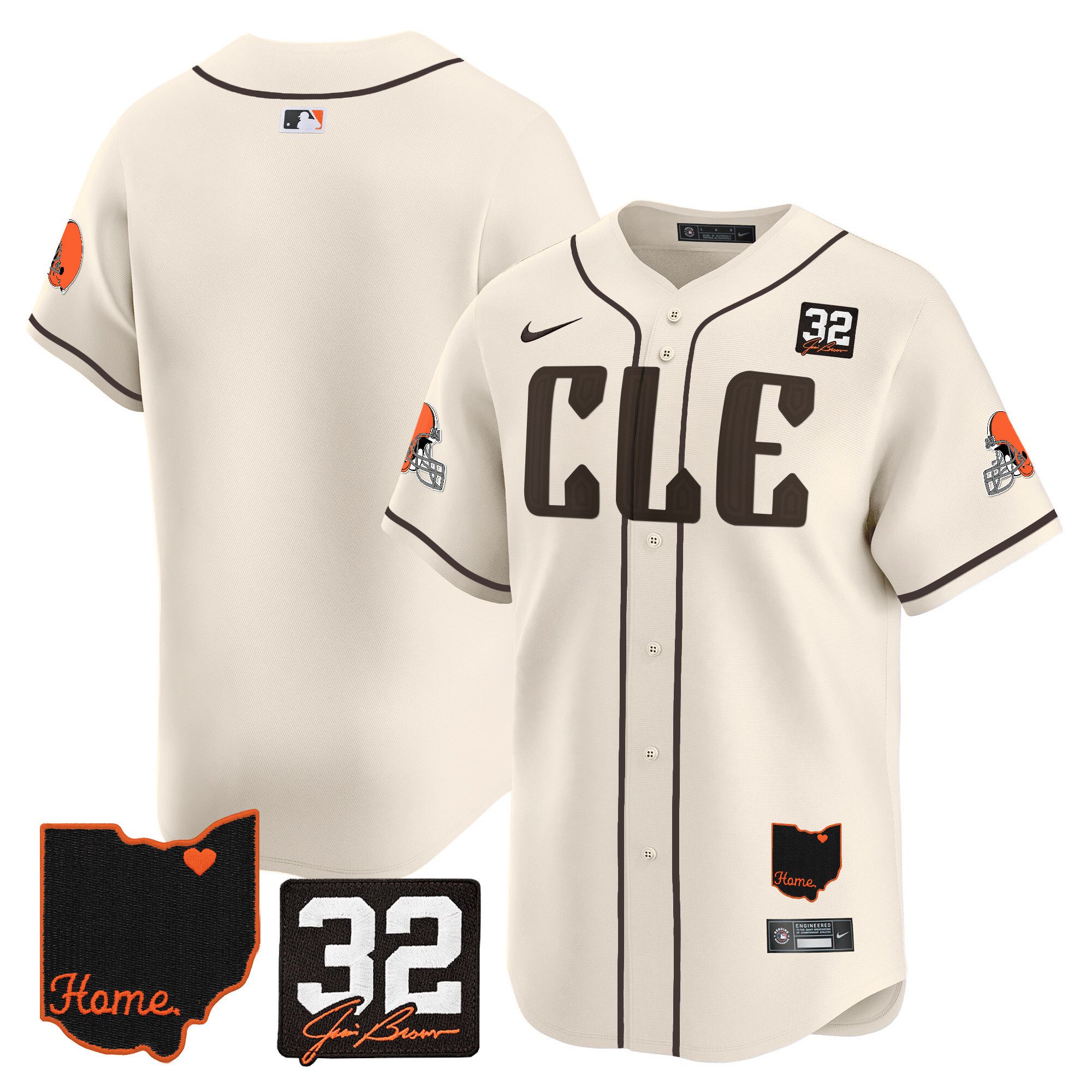 Men Cleveland Browns Blank Cream Home Patch Vapor Premier Limited 2024 Nike NFL Jersey